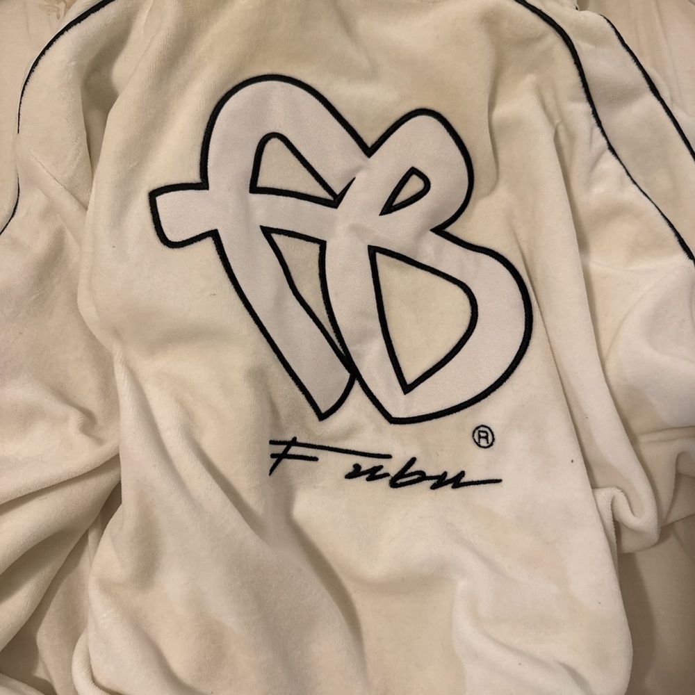 SOLD- Fubu White Jersey Jacket